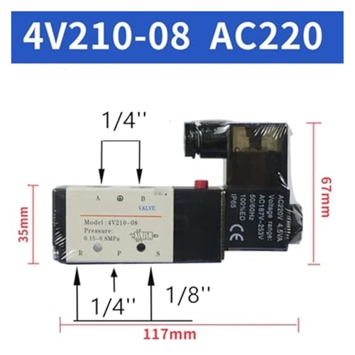 Électrovanne 4V210-08 haute précision à commutation rapide AC220 et DC12V