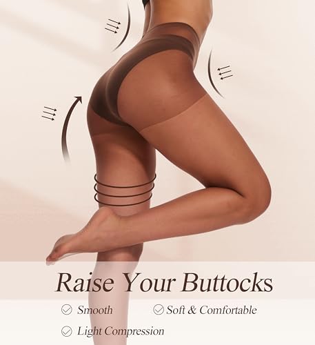 Image of DUCMODA 3 Pairs Women's Sheer High Waist Tights, 15D Ultra Thin Comfortable Pantyhose