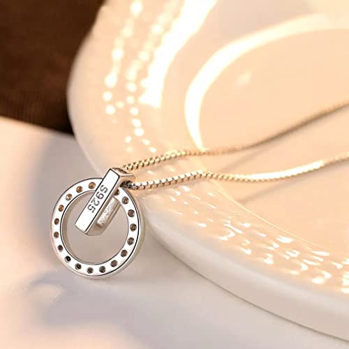 Collier Pendentif Rond pour Femmes en argent massif et son solitaire en oxyde de zircon