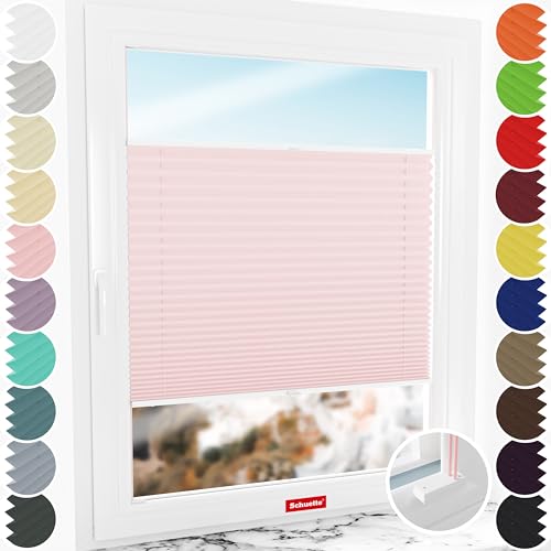 Schuette® Plissee mit Bohren zum Anschrauben ● Premium Kollektion: Powdered Rose (Rosa) ● 95x120cm (Breite x Höhe) ● Suprafix Faltrollo Befestigung ● Bequeme Rollo Montage inkl. Video