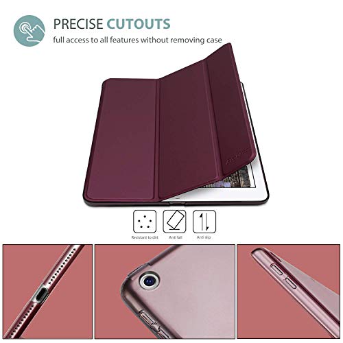Image of ProCase Smart Case for iPad 9.7 Inch iPad 6th /5th Generation 2018 2017(Model: A1893 A1954 A1822 A1823), Ultra Slim Lightweight Stand Cover with Translucent Frosted Back -Wine