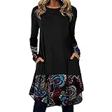  Onsoyours Robe Décontractée À Manches Longues Plissée pour Femmes avec Poches Sweater Tricot Lâce Haut Pull Sweats Femme Robe en Tricot Mini-Robe 04 Violet XL