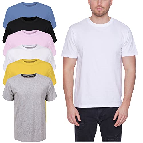 LiKing T-Shirts à Manches Courtes Homme Coton Uni Col Rond Multicolore Lot de 6 8101 UN1 M Cover