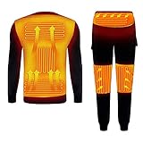 Insulated Heating Underwear Washable USB Electric Heated Thermal Long Sleeve T Shirts with Pants...