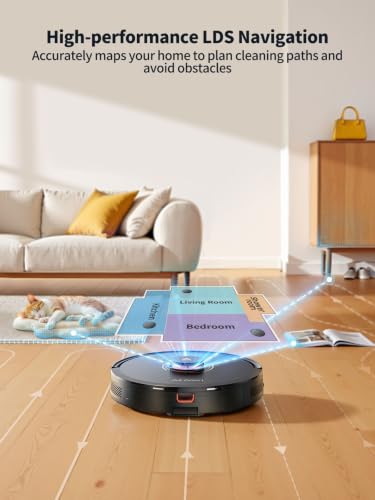 Image of Robot Vacuum and Mop, Self-Emptying Robot Vacuum Cleaner with 8000Pa Suction, Laser Navigator with Smart Mapping Robotic Vacuums, 150Mins Runtime,Schedule,App Alexa Control for Carpet /Pet Hair,Q10 pro