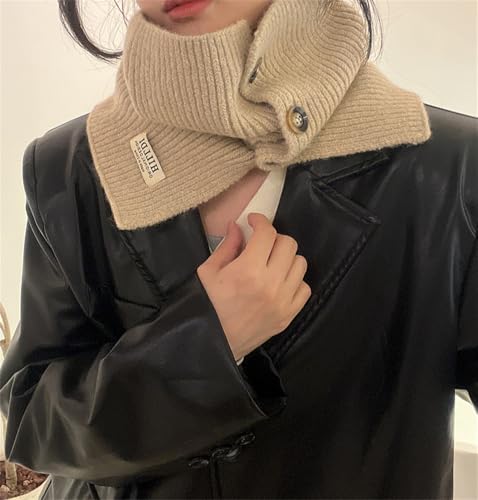Halemet Knitted Neck Scarf for Women with Buttons Warm Neck Warmer Small Scarf Trendy Scarves Neckerchief Poncho Shoulder Top4