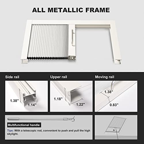 Berissa Blackout Manual Skylight Blinds Aluminum Roof Window Cellular Shades Honeycomb Blinds For Window, Custom Size, Blackout-Blue Sky. #TOP3