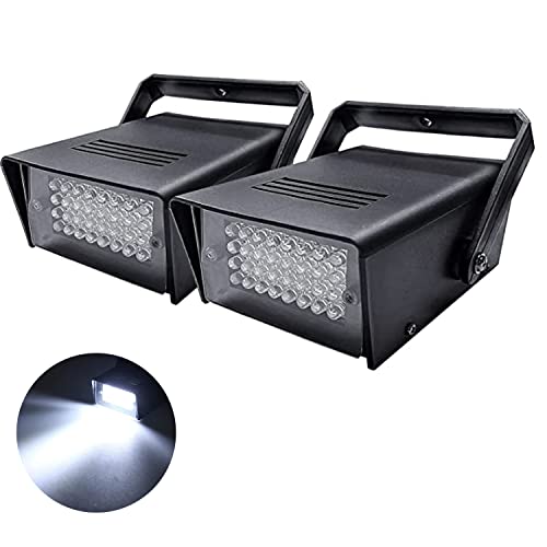 Strobe Lights for Parties 32 Stage White Strobe Light Party Super Bright Speed Control Flashing Battery Strobe Light for Disco Wedding Christmas.(2pcs)