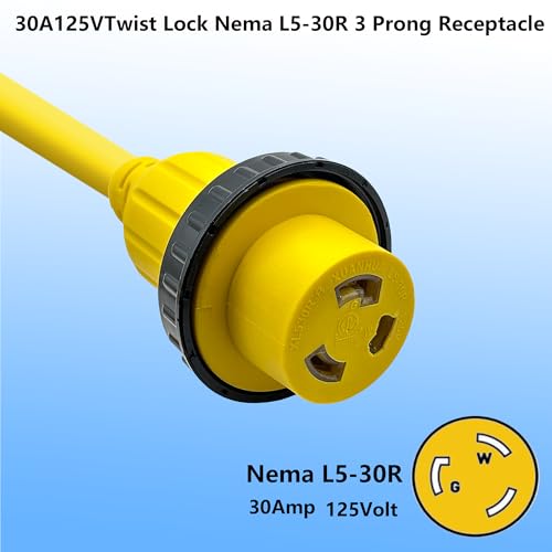 30 Amp to 110V Locking Connector Power Cable,NEMA 5-15P to NEMA L5-30R Electrical Power Adapter,15A Male Port to 30A Female Port RV Power Adapter,for RV Camper Caravan Van Trailer4
