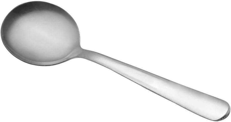 Grosseto - Juego de 36 cucharas de caldo de peso pesado, 6 pulgadas, 18 cucharas de sopa redondas de acero inoxidable para restaurantecatering,