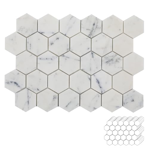 Lovdeco Contempo Blue Marble Stone 2 Inch Hexagon Marble Mosaic