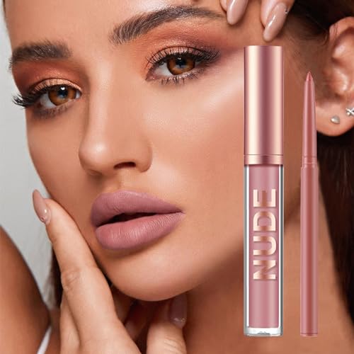 INBOLM Lip Liner and Lipstick Set,Nude Lip Liners with Nude Lipstick for Women Nude Lipstick,Non-Stick Cup,Matte Waterproof Nude Lipstick Makeup Kits Make Up Gift Set for Lady - Image 3