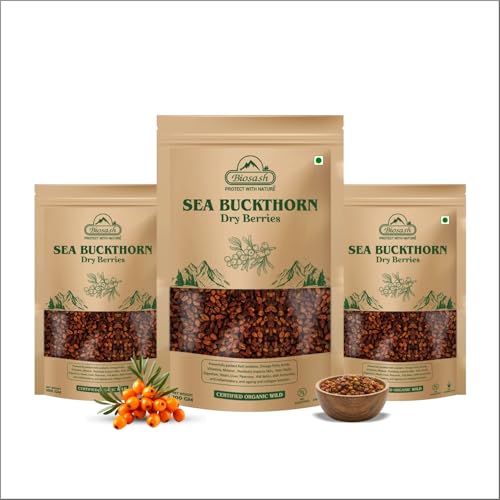 Image of Biosash Sea Buckthorn Dry Berries 100g*3 - Sun Dried Seabuckthorn Berries With Vitamins, Antioxidants, Natural Dried Sea Buckthorn Berry, Omega 3 6 7 & 9 | Helps in immunity, Heart, Liver health