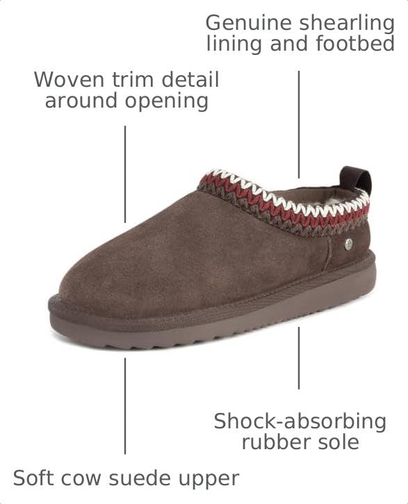 Image of Women's Genuine Shearling Slippers Suede Warm Indoor Outdoor Shoes Rubber Sole