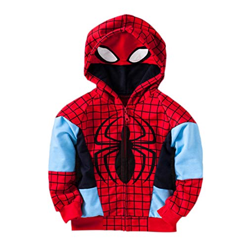 Rling Boys' Spiderman Costume Hoodie Full Zip Jacket (Spiderman, 4/5y)