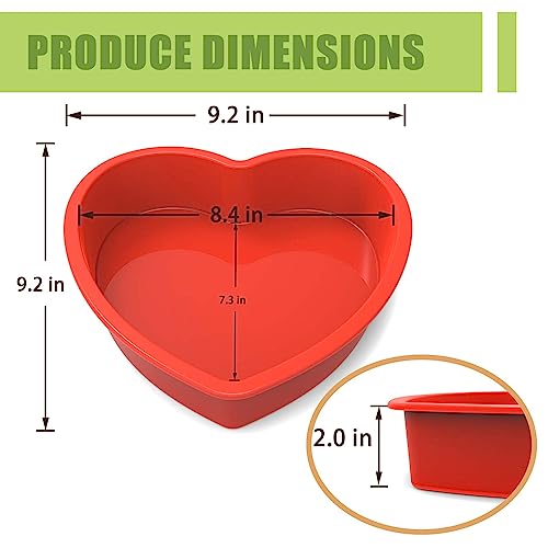 image for SILIVO Silicone Heart Shaped Cake Pans, 8 Inch, Red, Nonstick, Food Gr