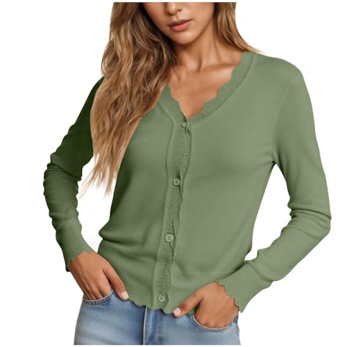 Women's Cardigan Sweater V Neck Lightweight Button Front Knit Tops - image 3