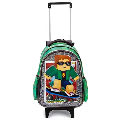 Kit Mochila De Rodinhas 2 em 1 Lancheira Estojo Gamecraft