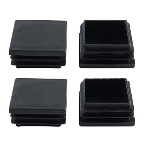 Sourcingmap 4pcs 40 x 40mm Plastic Square Ribbed Tube Inserts Pipe Tubing End Cover Cap Furniture Glide Desk Chair Table Feet Floor Protector