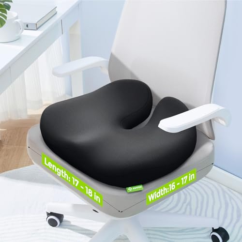Auvon SO7632 Multi-Layer Gel Cushion For Ideal Support And Softness, Pressure Relief Cooling Memory Foam Coccyx Cushion For Sciatica And Tailbone Pain Relief, Anti-Slip Back Relief Cushion For Office, Car thumb #6