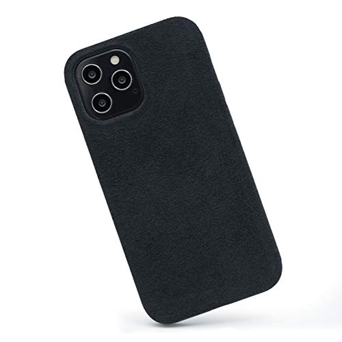 Arrivly Funda Protectora para iPhone 12 / iPhone 12 Pro (6.1 Inch) Eco Piel de Ante Microfibra y Silicona Negra (Apple iPhone 12/12 Pro)