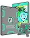 TOPSKY iPad Air Case, iPad A1474/A1475/A1476 Kids Proof Case, Heavy Duty Shockproof Rugged Armor Defender Kickstand Protective Cover Case for iPad Air Grey Green