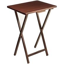 Folding TV Tray Table, Rubberwood, Walnut, 19" x 14.5" x 26", Indoor, 1 Piece