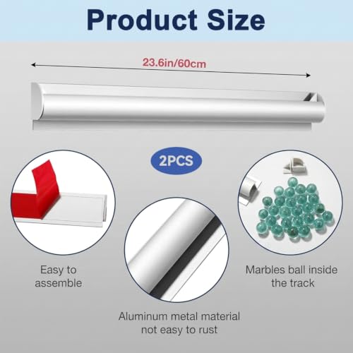 Image of 2 Pack 24 Inch Adhesive Mount Ticket Holders with Pen Slot, No Drill Order Rack for Kitchen, Restaurant, Office, Bars, Cafes, Walls & Refrigerator