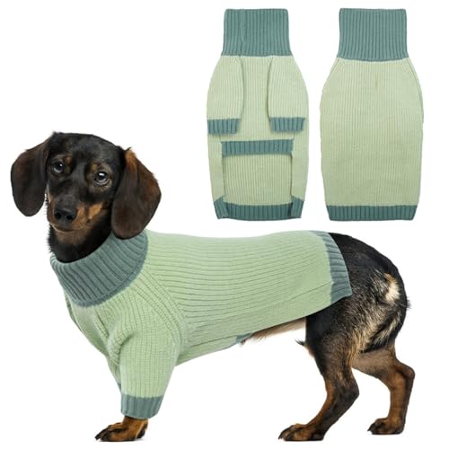 IKIPUKO Dog Sweater for Medium Dogs Boy Girl, Medium Dog Costumes for Halloween Christmas, Puppy Fleece Fall Sweaters, Soft Turtleneck Pet Winter Warm Clothes for Schnauzer, Bichon Frise, Green M -  Dog Sweater-24061-01