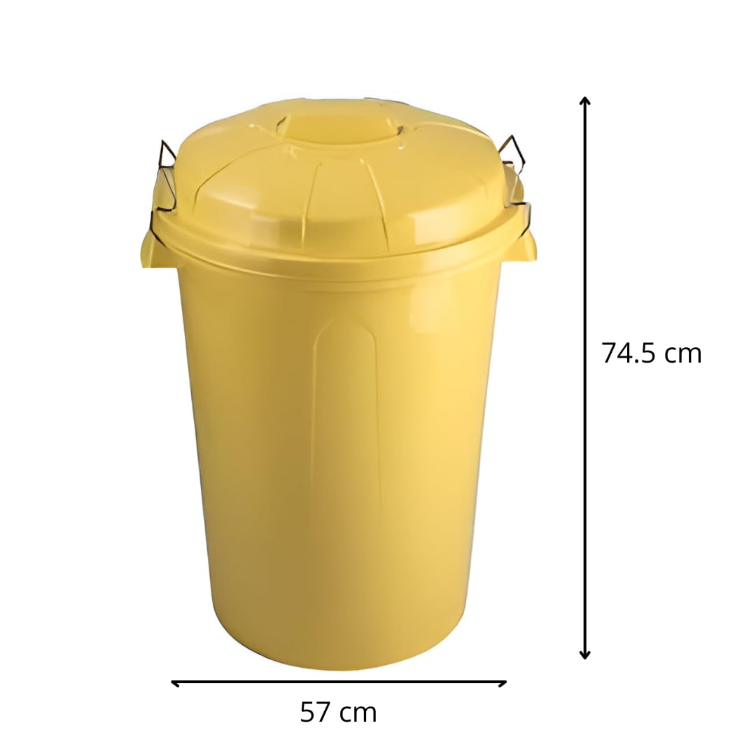 Poubelle 100 l de capacité avec couvercle. Fabriquée en plastique résistant, idéale pour le stockage des ordures pour la maison, le bureau ou l'industrie - Jaune