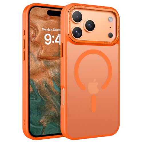 Image of YINLAI for iPhone 17 Pro Max Case 6.9-inch,Magnetic Compatible with MagSafe, Slim Matte Anti-Fingerprint, Shockproof Full Body Military Grade Protection for iPhone 17 Pro Max Cover, Cosmic Orange