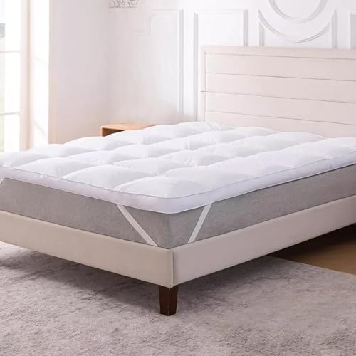 Rohi Luxury 10cm Thick Mattress Topper Single – Microfibre Box Stitched Design Hotel Quality for Ultimate Comfort – Hypoallergenic Quilted Mattress Topper with Elastic Cuffs (Single, 90 x 190cm)