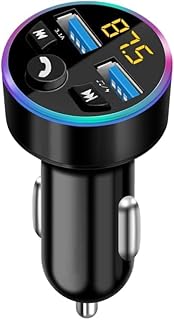Bluetooth FM Transmitter for Car, QC3.0 & LED Backlit Bluetooth Car Adapter, Wireless Radio Adapter, Car Bluetooth Transmitter with Dual USB Ports, Hands-Free Calling, Music Player Supports USB Disk