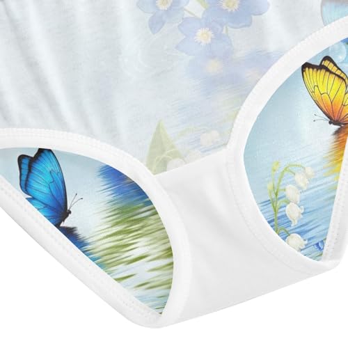 Toddler Panties, Blue White Flowers Girls Cotton Underwear, 2–8 Years4