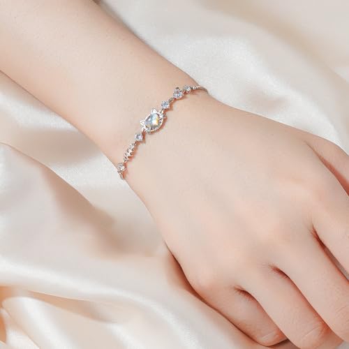 Cat Bracelet for Women s925 Sterling Silver Adjustable Birthstone Bracelets Birthday Jewelry Cat Gifts for Cat Lover3