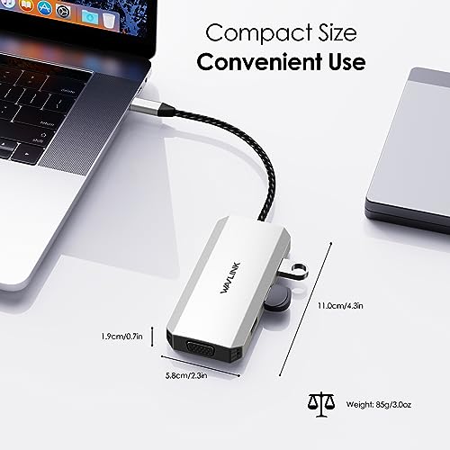 Adaptateur USB C à Double HDMI 4K 60Hz, Station d'accueil USB C 7 en 1 avec 2 Hub HDMI Displayport VGA, Répartiteur USB C 4 écrans étendus, Adaptateur USB C Multiport sur MacBook/Dell/HP/Lenovo Dongle