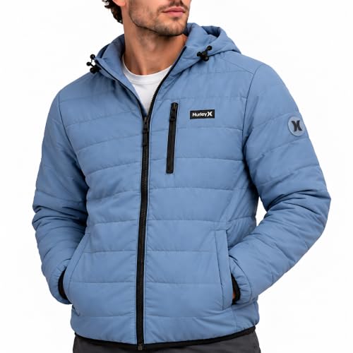 Hurley Mens Puffer Jacket Lightweight Packable Puffer Insulated Winter Coat