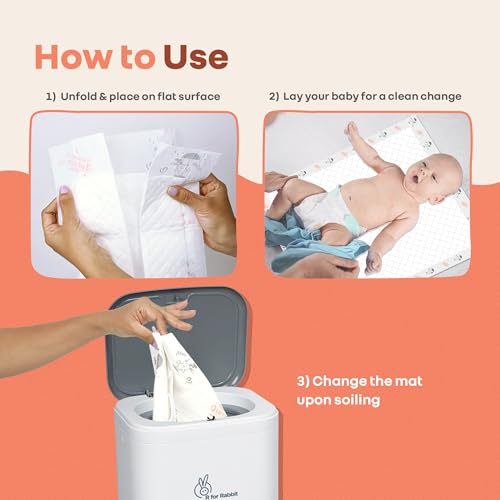 Image of R for Rabbit HygoMat Baby Disposable Changing Mats | 60x60 cm, Pack of 10 Combo Super Absorbent Leak-Proof Underpads | Ultra-Soft Anti-Bacterial Kids Diaper Changing Bed Protector Sheets (White Bunny)