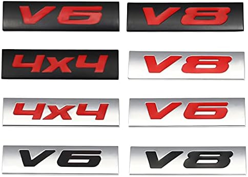 Amazon 車のステッカーv6 V8 4x4リアエンブレムバッジメタルデカールテールトランクステッカーフィットbmwホンダボルボシボレーシュコダフォードオペルラダビュイック エンブレム 車 バイク