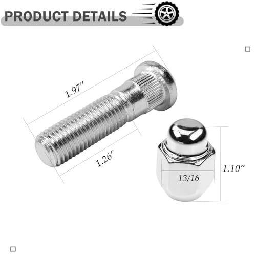 Image of 4PCS M12x1.50 Wheel Lug Stud Nut Set Compatible with Hyundai Sonata Elantra Tucson Genesis Accent Santa Fe Forte Kia Optima Rio Rondo Soul Forte5 Sedona 610568 52950-14140