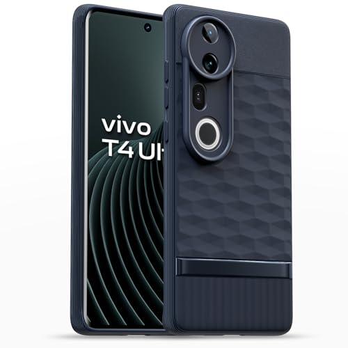 Image of Pikkme Back Cover for Vivo T4 Ultra 5G Camera Protection 3D Hexa Cube Design Silicone Protective Bumper Case (Blue)