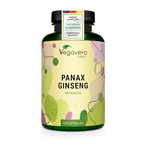 PANAX GINSENG Rojo Coreano| 4800 mg | 20% de ginsenósidos | 120 Cápsulas | NOOTROPICO Memoria y Concentración | Vegano & Sin Aditivos | Vegavero®
