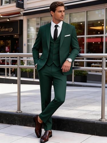 Image of Wangyue Men's Suits 3 Piece Slim Fit Wedding Suits for Men Formal Business Suit Party Prom Tuxedo