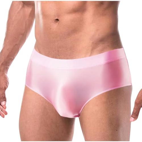 Herren Unterhosen Glatte Slip Sexy Unterwäsche Satin Herren-Reizwäsche Underwear Herren-Slips Erotische String Tanga Männer Baumwolle Herren-Strings Gutscheine 15 Rosa XL