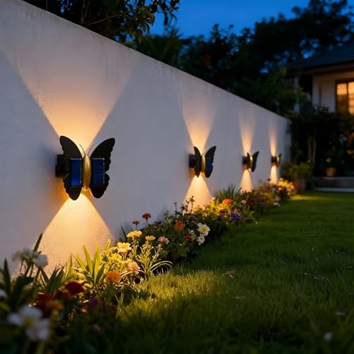 Luz solar impermeable LED con diseño de mariposa para iluminar patios oscuros 7