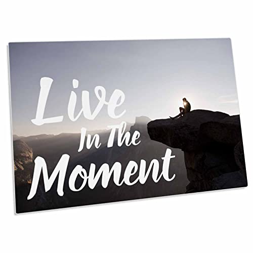 3dRose Live in The Moment Man Contemplating On A Cliff Desk Pad