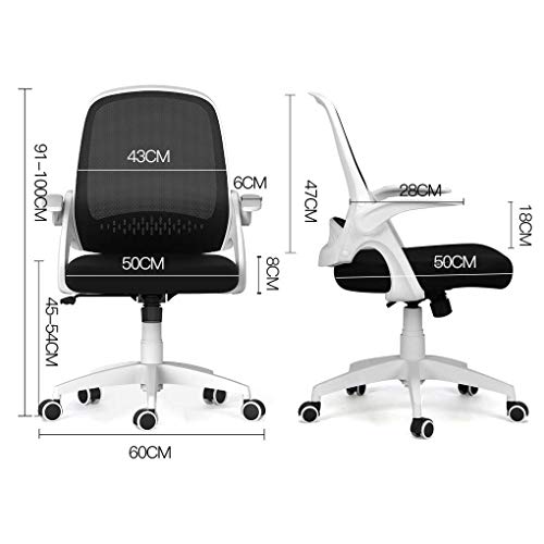 Hbada Sedia da Ufficio Sedia da scrivania ergonomica Sedia Girevole con braccioli Pieghevoli Sedia per Computer in Rete Sedia da Lavoro Leggera Bianco