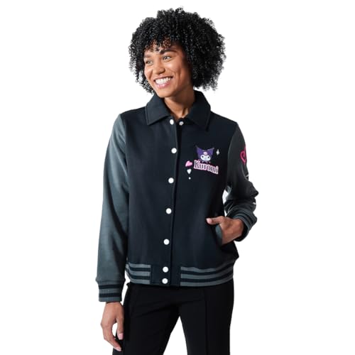 Bioworld Kuromi Women's Long Sleeve Varsity Jacket2