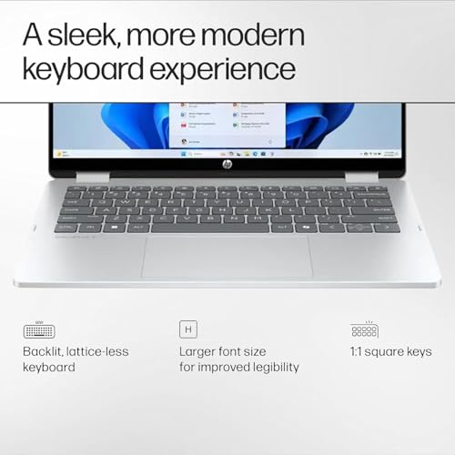 Image of HP OmniBook 5 Flip 2-in-1 Laptop, 14 inch 2K Touchscreen Display, Intel Core 5 120U, 8GB RAM 512GB SSD, Wi-Fi 6E, Bluetooth 5.3, Backlit Keyboard, 256gb 9H Docking Station, Windows 11 Home, Silver
