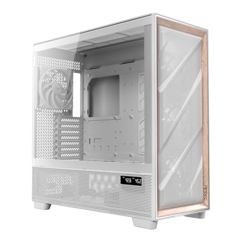 Boîtier PC Antec Flux Pro Full Tower en Verre Trempé Blanc et Finition Bois Noble